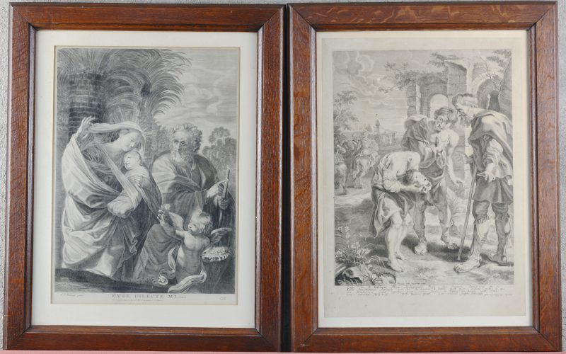Twee XVIIIe eeuwse gravures naar werken van Pieter Paul Rubens, waarbij één door Galle en één door Vanden Wijngaerde.