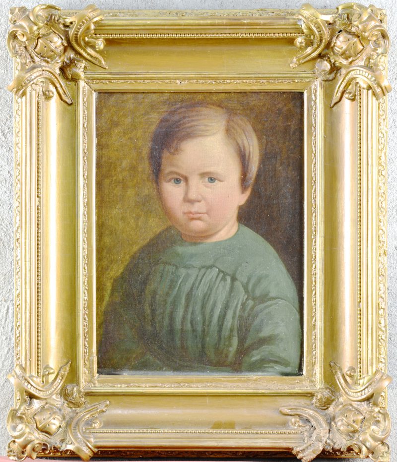 “Kinderportret”. Olieverf op doek. XIXde eeuw.