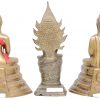 Drie kleine messingen en bronzen Boeddhabeeldjes. Thais werk.