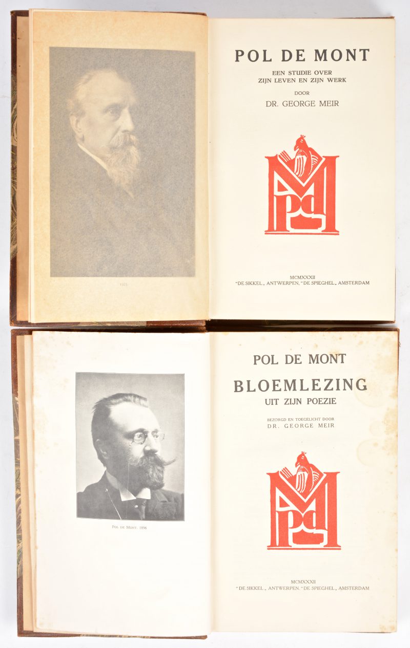 “Pol De Mont, Zijn leven en werk.” & “Pol De Mont, Zijn Poëzie.” 1932. Genummerd 250 van 300.