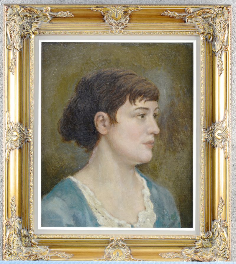 “Portret van een dame.” Olieverf op paneel. XIXde eeuw.