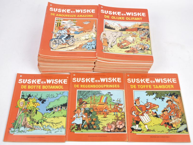 Lot albums “Suske en Wiske”, rode reeks, gekleurd. 50 stuks. Nummers tussen 144 (1973) en 192 (1983).