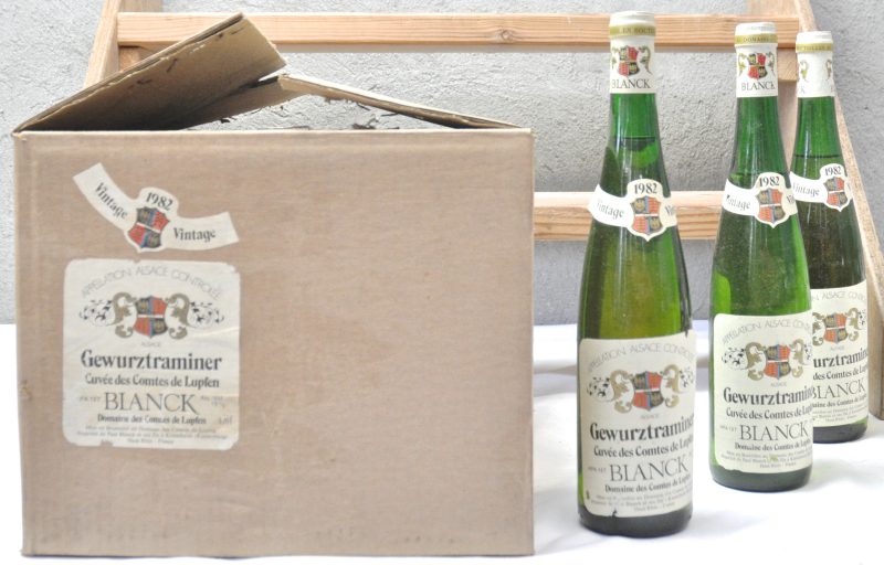 Gewuztraminer  A.C. Alsace Cuvée des Comtes de Lupfen Paul Blanck et Fils à Kientzheim M.D. O.D. 1982  aantal: 12 bt.