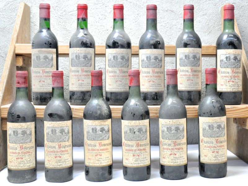 Ch. Bourseau A.C. Lalande-de-Pomerol   M.O.  1967  aantal: 12 bt ts - neck, 1x ls; Vuile etiketten