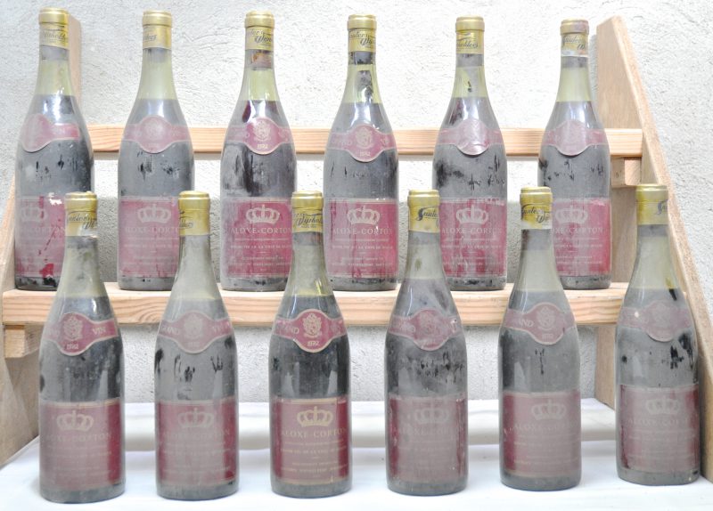 Aloxe-Corton A.C.  Sauter’s Wijnkelders Maastricht, Nederlands importeur   1972  aantal: 12 bt lage niveau’s