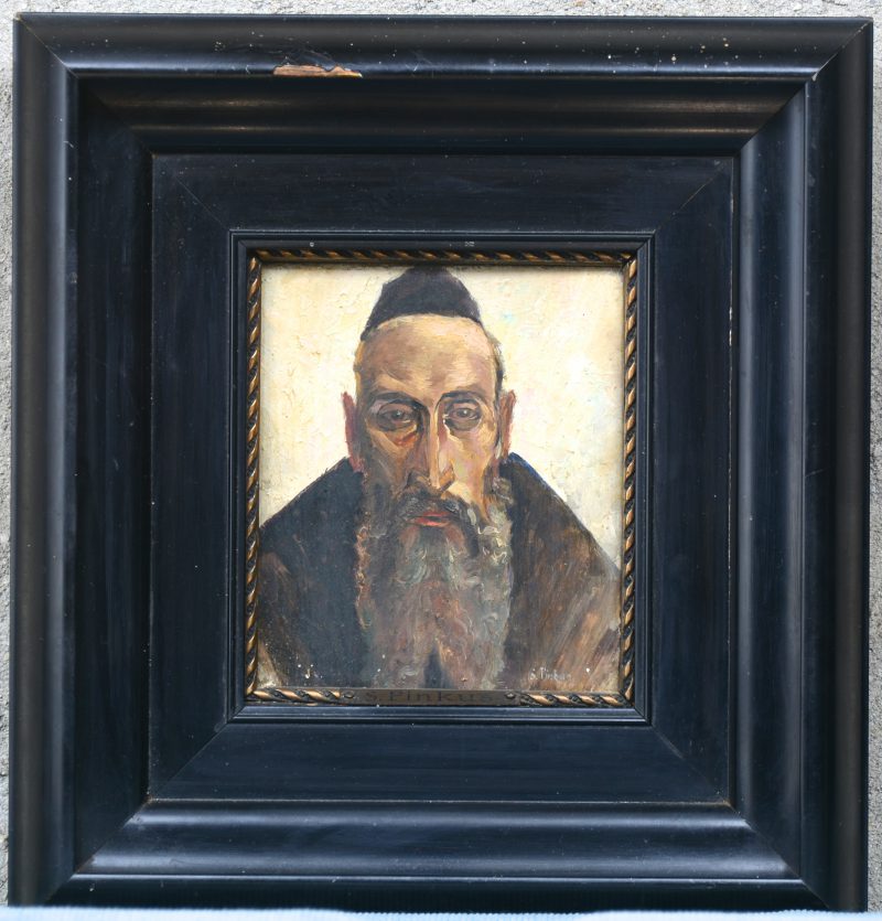 “Portret van een Joodse man”. Olieverf op paneel. Gesigneerd.