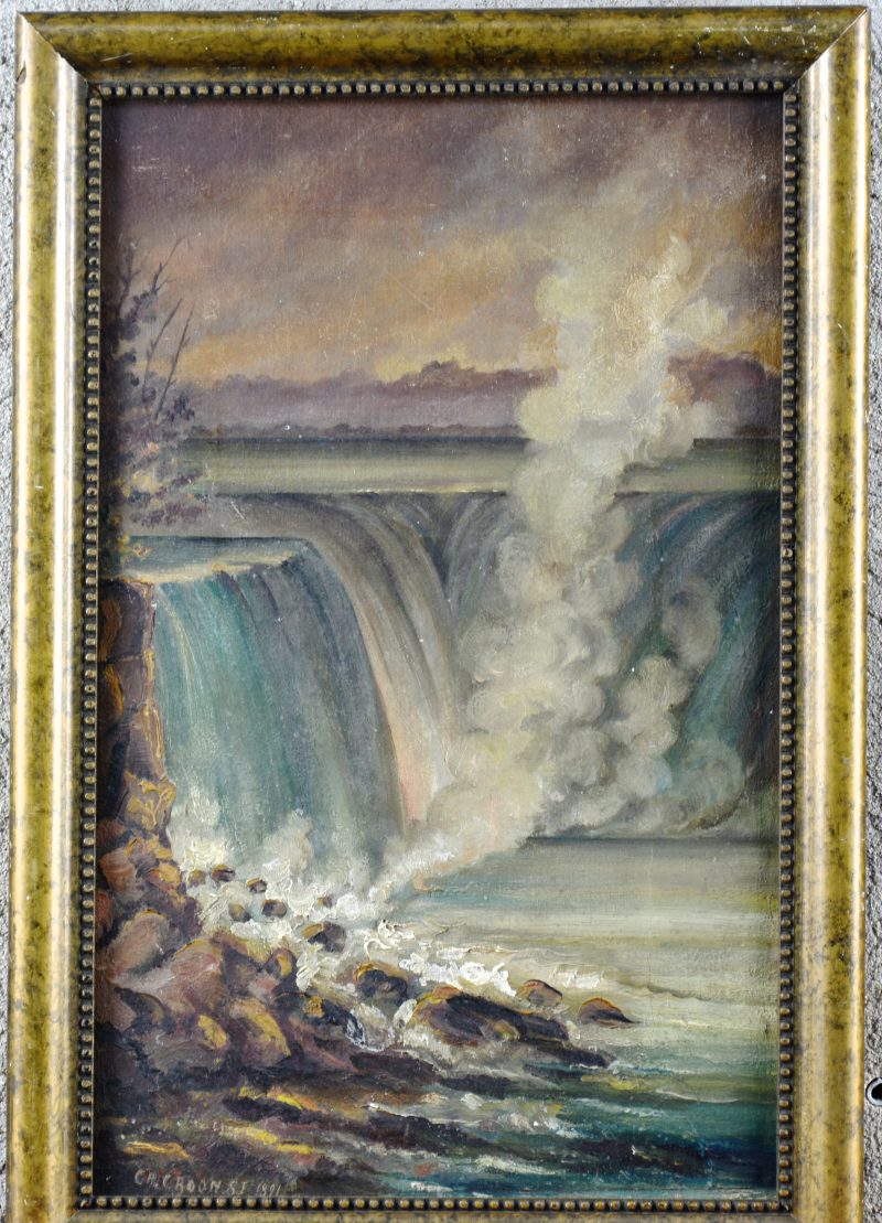 “Watervallen”. Olieverf op doek. Gesigneerd en gedateerd 1891.
