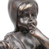 “Meisje met schoen”. Een bronzen beeldje met marmeren voet. Naar August Moreau.