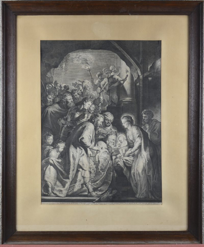 “De aanbidding der wijzen”. Gravure. P.P. Rubens pinxit, Lucas Vosterman sculpsit anno 1620.