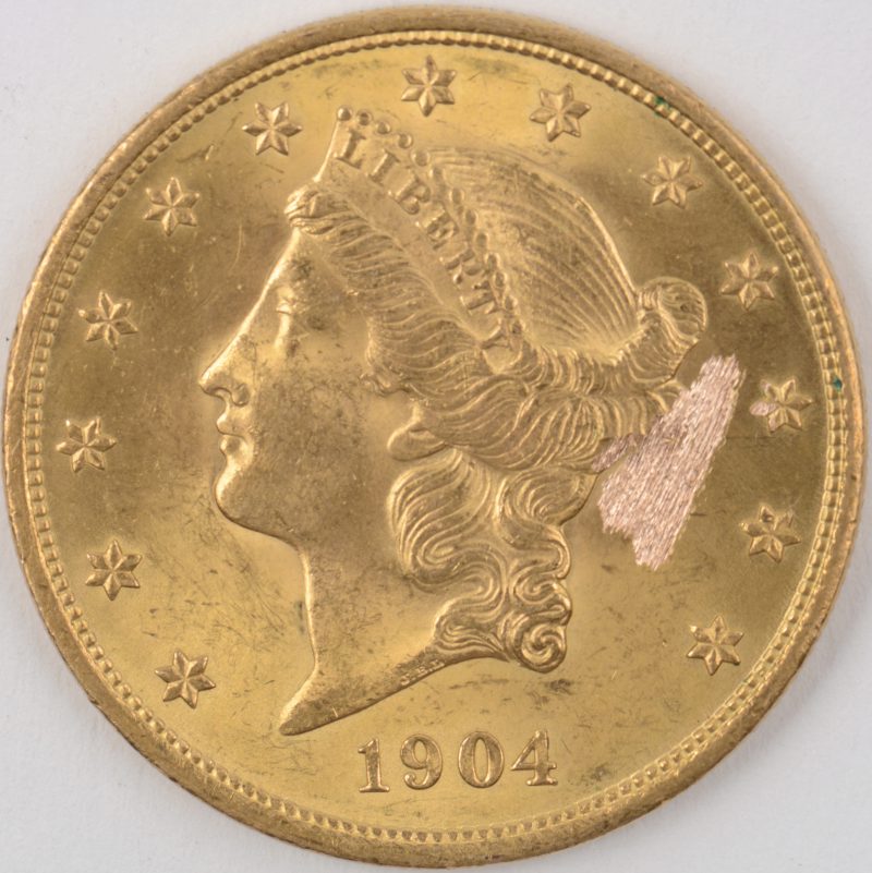 “Liberty Head 1904”. Een gouden munt van 900‰.