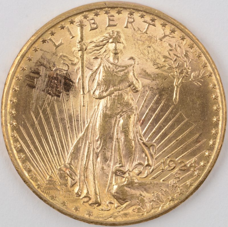 “St. Gaudens 1924”. Een gouden munt van 900‰.