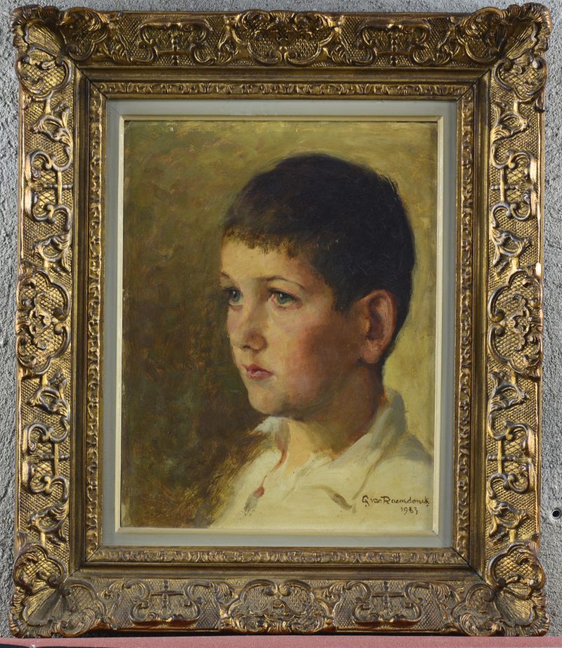 "Jongensportret". Olieverf op doek. Gesigneerd en gedateerd 1963.