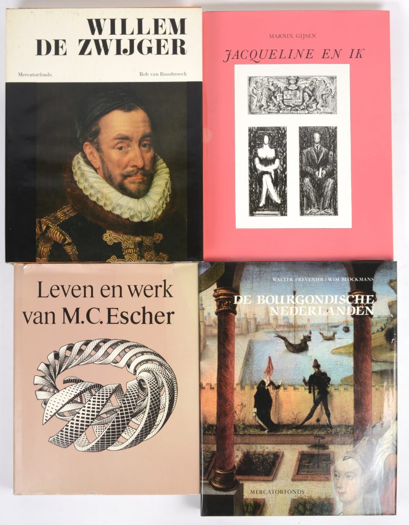 Die boeken uitgegeven bij het Mercatorfonds:- “Willem de Zwijger”- “De Bourgondische Nederlanden”- “Jaqueline en ik”Toegevoegd een boek mbt. M.C.Esher, uitgegeven bij Meulenhof Amsterdam.