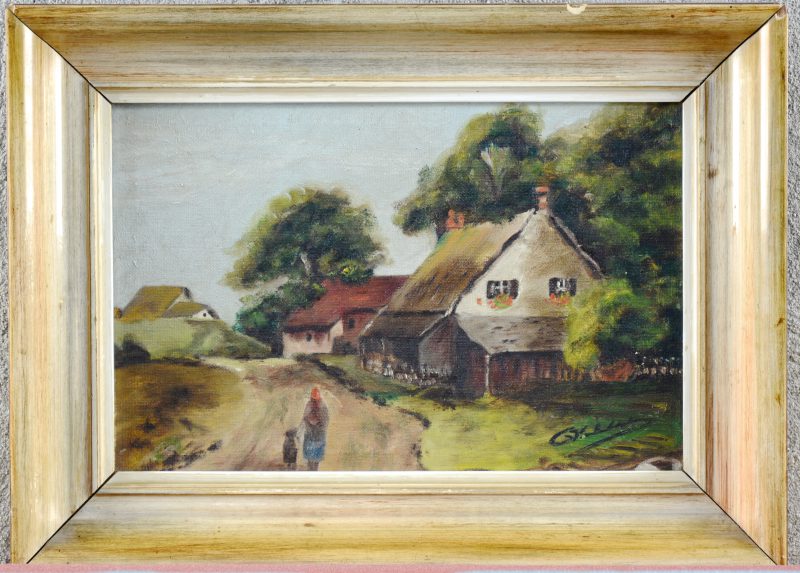 “Boerderij”. Olieverf op doek. Gesigneerd.