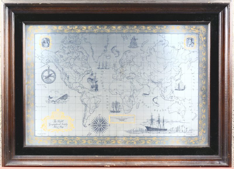 “The Royal Geographical Society Silver Map”. Een Sterling zilveren wereldkaart, uitgegeven door de Franklin Mint.