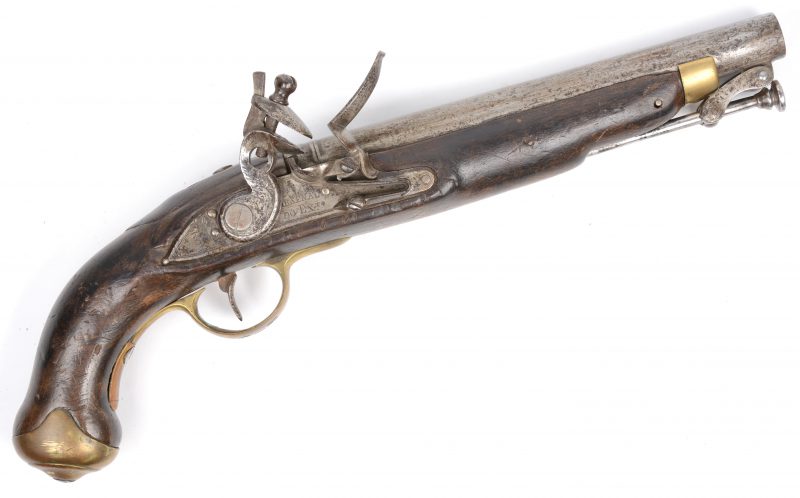 Een Engels pistool, Model 1802, productie 1810en aangepast voor de cavalerie in 1840.