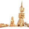 Een lot van vier verguld houten Thaise Boeddha’s.