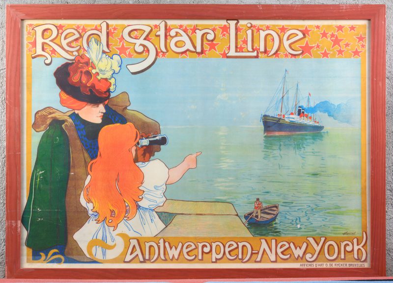 Een reproducties van affiche van de Red Star Line naar Henri Cassiers.