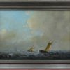 Drie schilderijen met vissersboten op zee. Doek. Dragen een handtekening: Frans Van Der Heide. 60 x 80 en 40 x 60 cm.