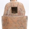 Een paar antieke Aziatiasche houten voorouderbeelden met wenscompartiment in de rug. Sporen van polychromie.