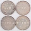 4 zilveren munten van 5 Ecu. Ag 925/1000. België 1987.