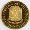 1 gouden munt van 1000 Piso. Au 900/1000. Filipijnen 1975. Recto: Marcos, verso wapenschild. In etui met certificaat.