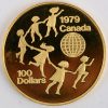 1 gouden munt van 100 CAD “Jaar van het Kind”. Au 22 K. Canada, 1979. In etui met certificaat.
