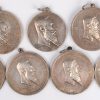 7 diverse medailles, Société Le Cheval de Trait Belge. Met beeldenaar van Koning Leopold II. zilver.