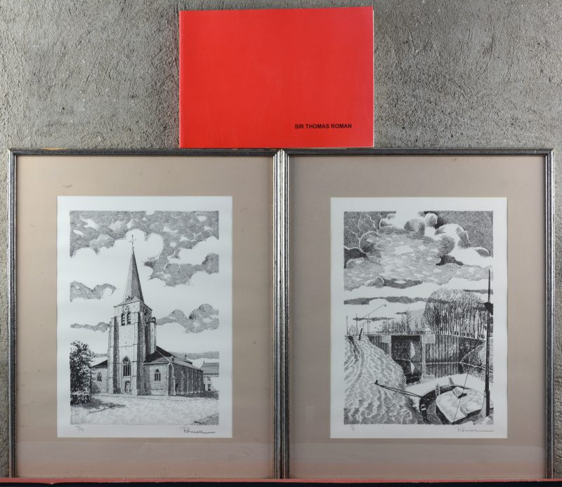 “Sluispoort” & “Kerk”. Twee etsen. Gesigneerd en resp. 10/50 & 13/99 buiten de plaat. Met begeleidend boek over de kunstenaar.