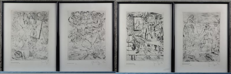 Een reeks van vier lithografieën. Allen gesigneerd en genummerd 7/20 buiten de plaat.