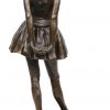 “Kleine ballerina”. Een bronzen beeld naar een werk van Dégas. Op arduinen voetstuk.