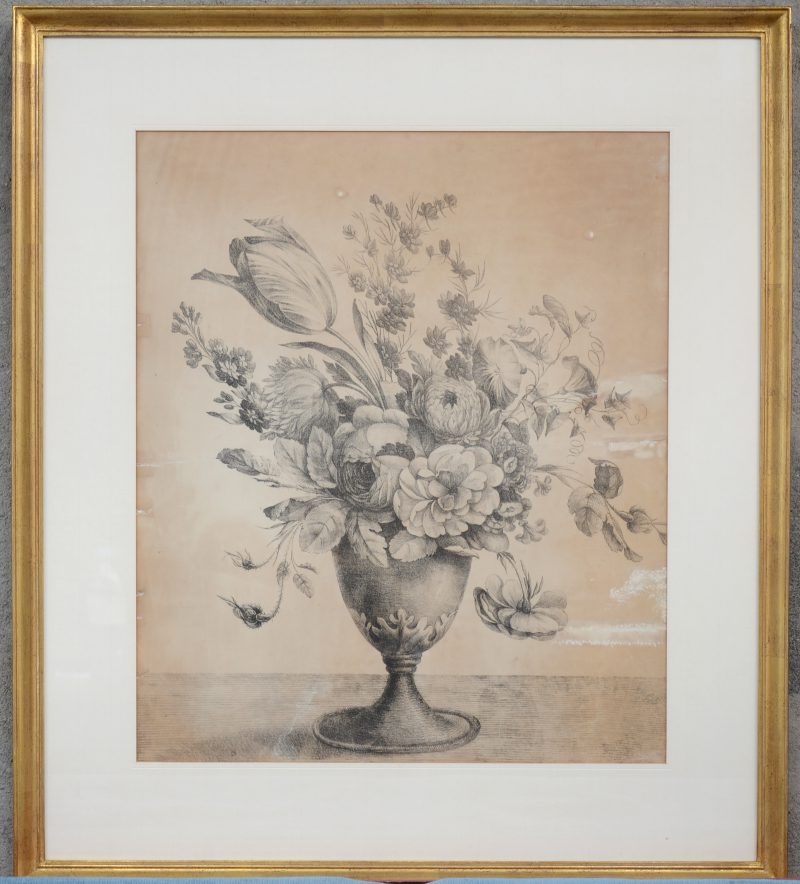“Vaas met bloemen” Lithografie.