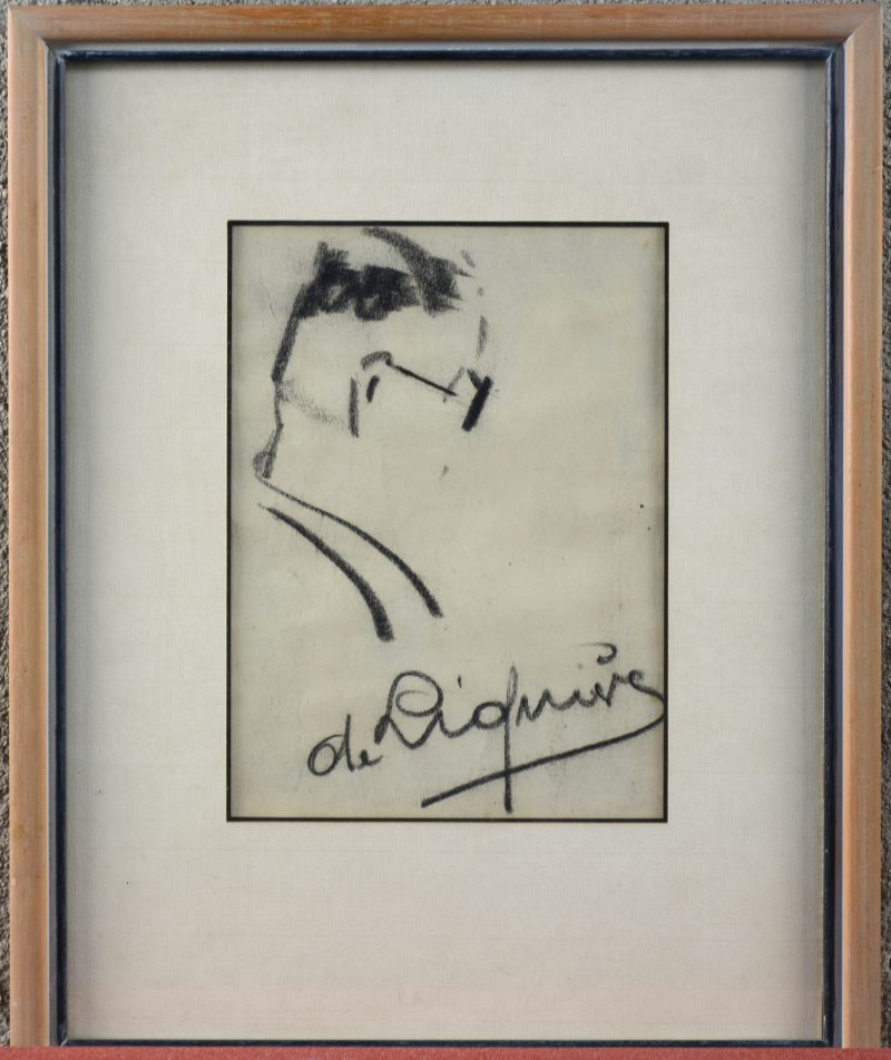 “Portret van Herman Grieten”. Houtskool op papier. Gesigneerd.