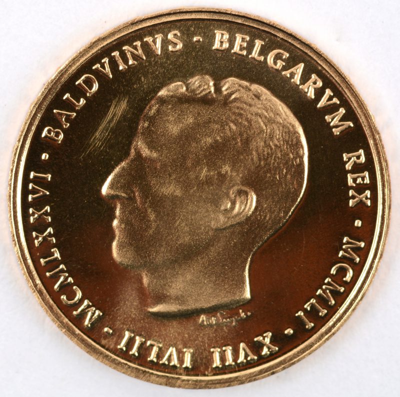 1 gouden munt “Boudewijn I, 25 jarig jubileum, 1951- 17 juli 1976.”. Au 900/1000. België 1975.