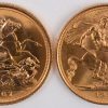 2 gouden munten Gold Sovereign met jonge Elisabeth II. Au 917/1000. Groot-Brittannië, 1959 en 1967.