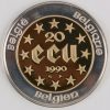 Een 22 K gouden 10 ecu met zilveren rand. Boudewijn 60/40. 1030-1990.