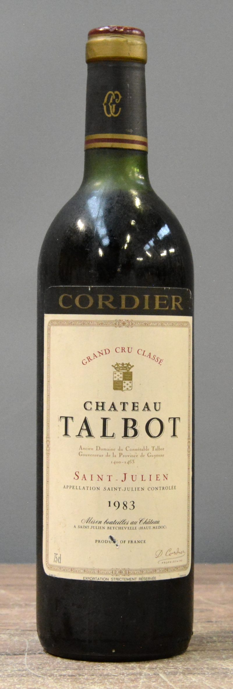 Ch. Talbot A.C. St-Julien 4e grand cru classé Cordier M.C.  1983  aantal: 1 Bt. base neck