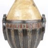 Een vaas van steengoed met meerkleurig glazuur, versierd met een gegraveerd, Egyptisch geïnspireerd decor. Onderaan gemerkt.