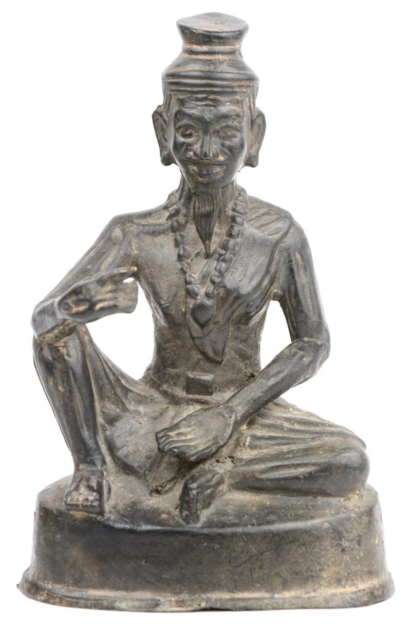 Een bronzen voorstelling van een Boeddhistisch personage. Thailand.