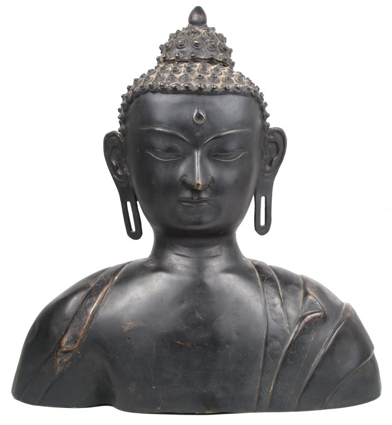 Een Thaise Boeddhabuste van brons