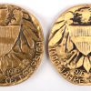 Twee 22 K geelgouden penningen van 1000 jaar Oostenrijk. In originele etuis en met certificaat.