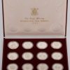 Twaalf zilveren munten van Charles en Diana. The Royal Marriage 1981. In orginele koffer.