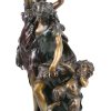 “Bacchantische scène”. Een bronzen groep op marmeren voetstuk naar werk van Clodion.