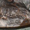 “Bacchantische scène”. Een bronzen groep op marmeren voetstuk naar werk van Clodion.