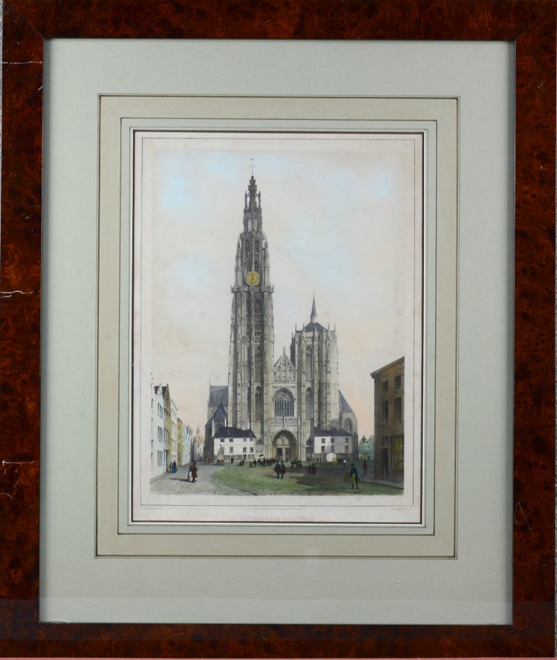 “De kathedraal van Antwerpen”. Een oude lithografie.