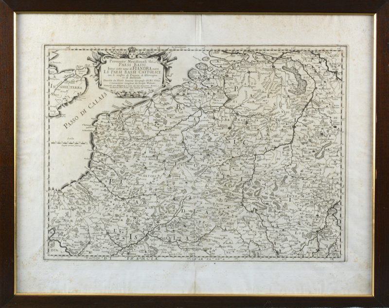 “Li Paesi Bassi Catolici”. Ed. Gio Giacomo Rossi, Roma, 1672. Ingelijste landkaart, niet gekleurd.