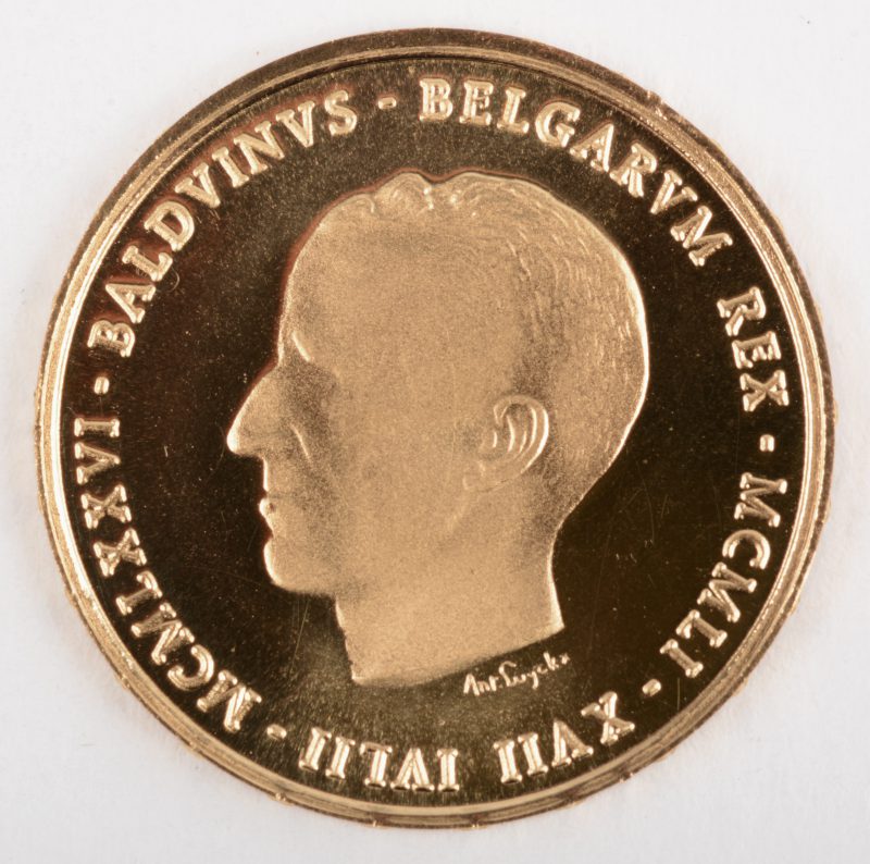 Geelgouden medaille 22K ter herdenking van het 25-jarig koningsjubileum van Boudewijn I in 1976.