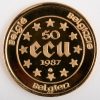 Een geelgouden munt van 50 ecu. 900‰. 1987. Charles V.