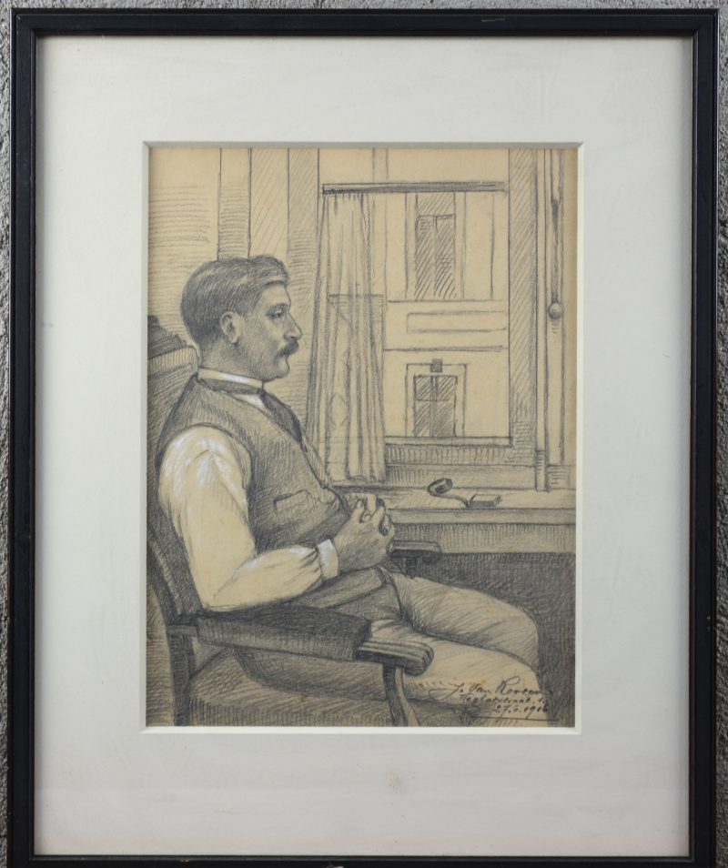 “Man bij het venster”. Potlood op papier. gesigneerd en gedateerd 27-6-1916.