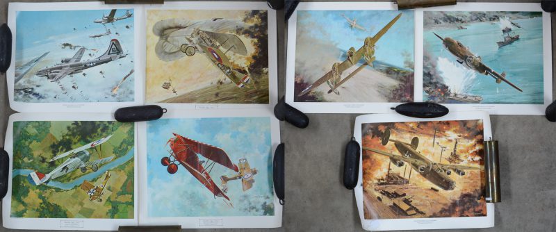“Luchtgevechten uit WO1 & WO2” Een reeks van zeven decoratieve prenten naar werken van Deneen.